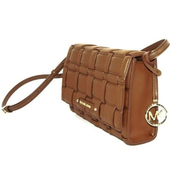 Michael Kors Ivy Large Woven Crossbody Bag - Luggage Brown - Picture 4 of 8
